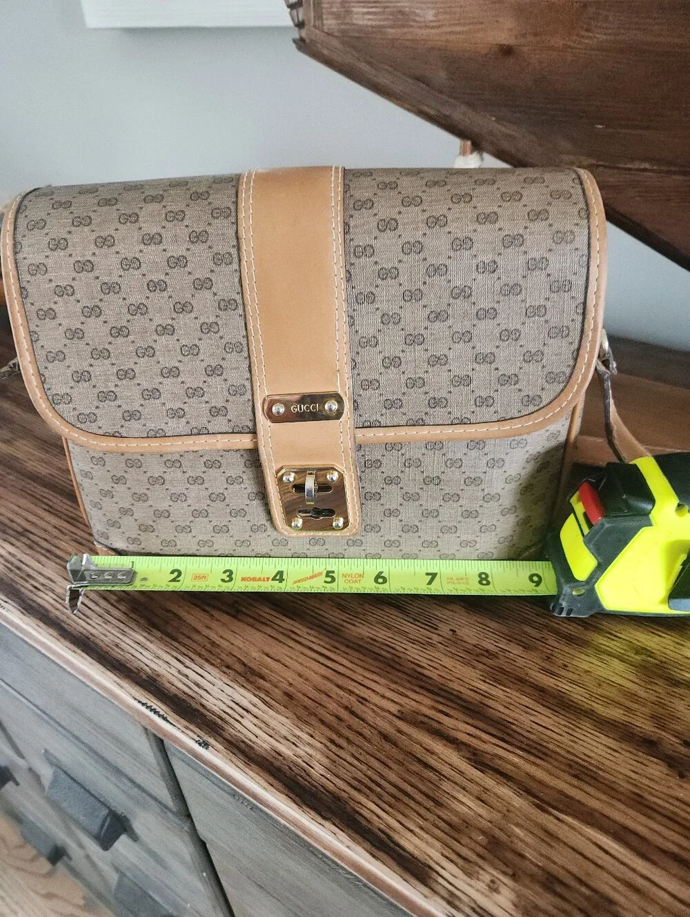 Gucci Beige Tan Monogram Micro GG Vintage Crossbody Bag with Matching Wallet - Picture 2 of 15
